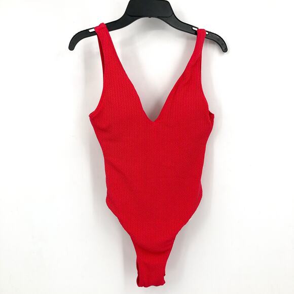 SEAFOLLY Sea Dive Deep V Neck One Piece Swimsuit Size 10 Chilli Red Stretch NWT - Picture 4 of 9